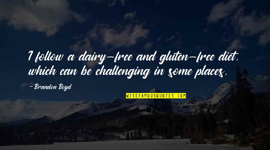 Gluten Quotes By Brandon Boyd: I follow a dairy-free and gluten-free diet, which