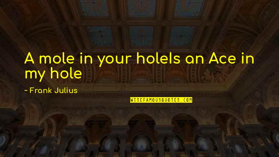 Gmis Dcjs Quotes By Frank Julius: A mole in your holeIs an Ace in