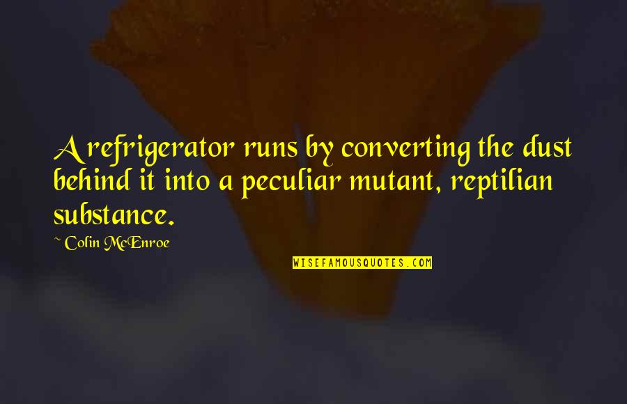 Gnawed Key Quotes By Colin McEnroe: A refrigerator runs by converting the dust behind