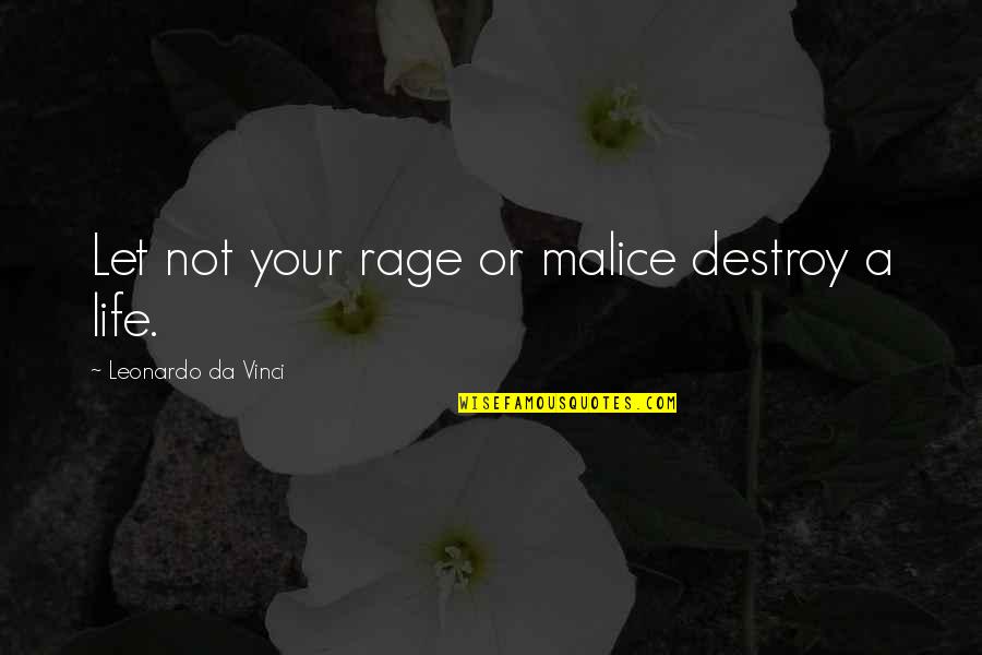 Gnawimg Quotes By Leonardo Da Vinci: Let not your rage or malice destroy a