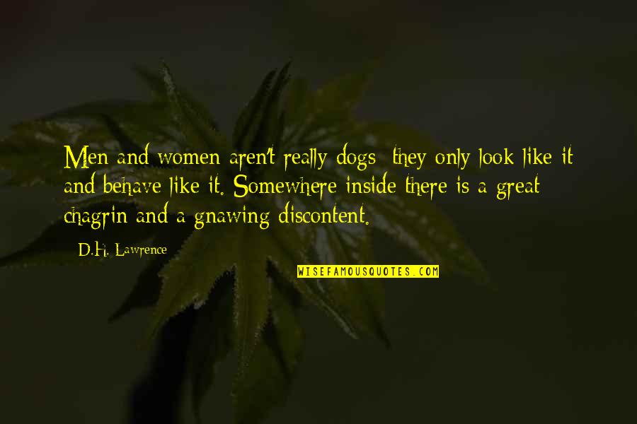 Gnawing Quotes By D.H. Lawrence: Men and women aren't really dogs: they only