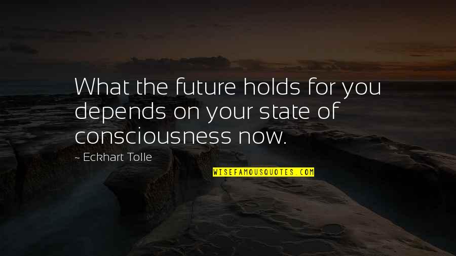 Gniazdka Simon Quotes By Eckhart Tolle: What the future holds for you depends on