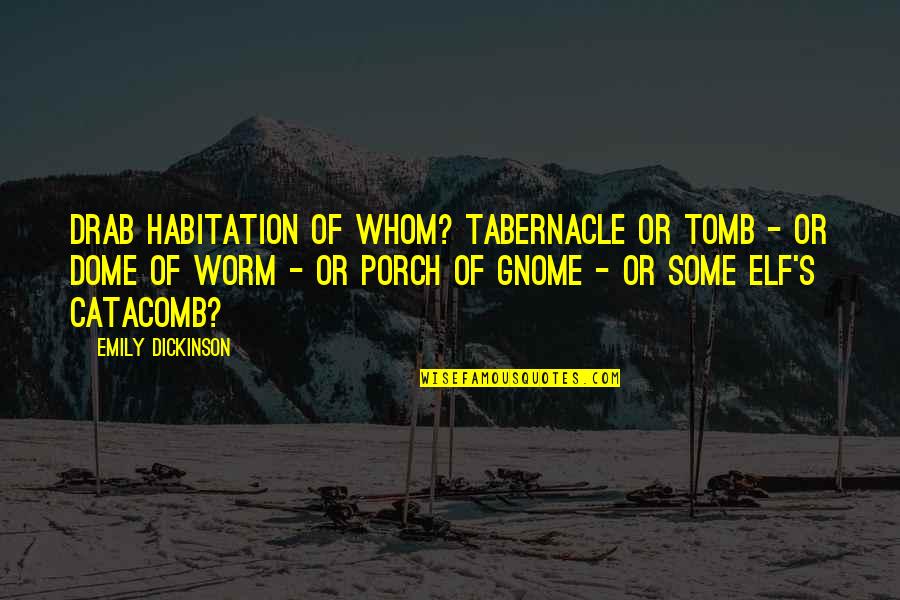 Gnome Quotes By Emily Dickinson: Drab Habitation of Whom? Tabernacle or Tomb -