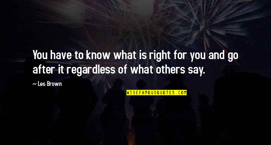 Go After Quotes By Les Brown: You have to know what is right for