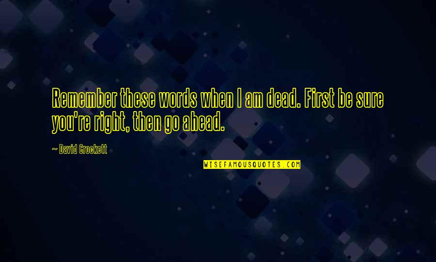 Go Ahead Quotes By David Crockett: Remember these words when I am dead. First