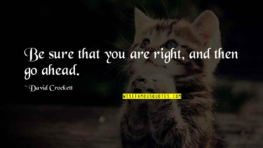 Go Ahead Quotes By David Crockett: Be sure that you are right, and then