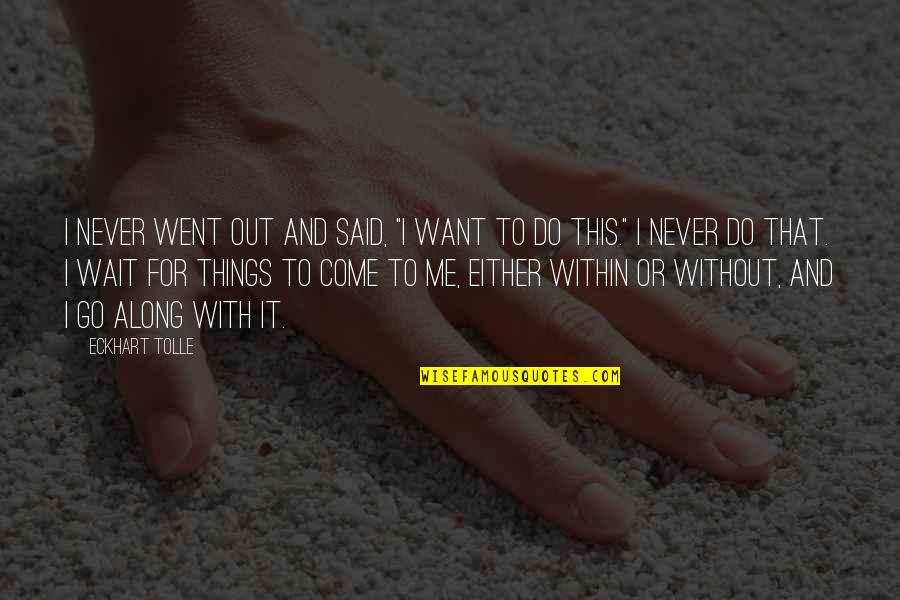 Go And Do It Quotes By Eckhart Tolle: I never went out and said, "I want Go And Do It Quotes By Eckhart Tolle: I never went out and said, "I want