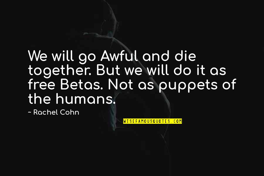 Go And Do It Quotes By Rachel Cohn: We will go Awful and die together. But Go And Do It Quotes By Rachel Cohn: We will go Awful and die together. But