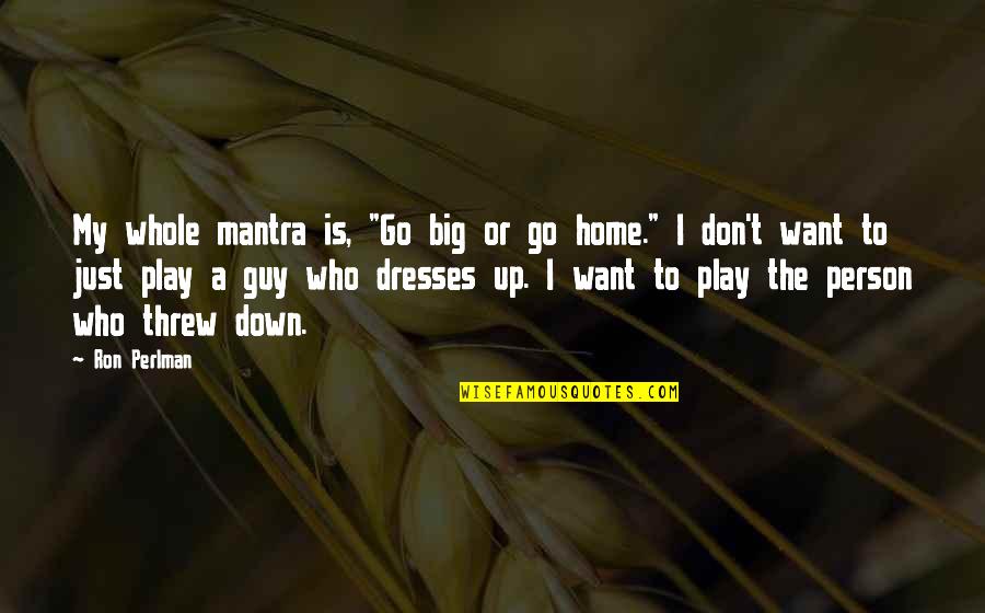 Go Big Or Go Home Quotes By Ron Perlman: My whole mantra is, "Go big or go
