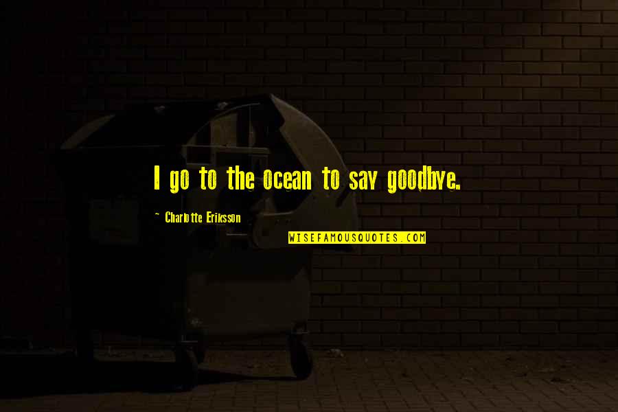 Go Glass Quotes By Charlotte Eriksson: I go to the ocean to say goodbye.