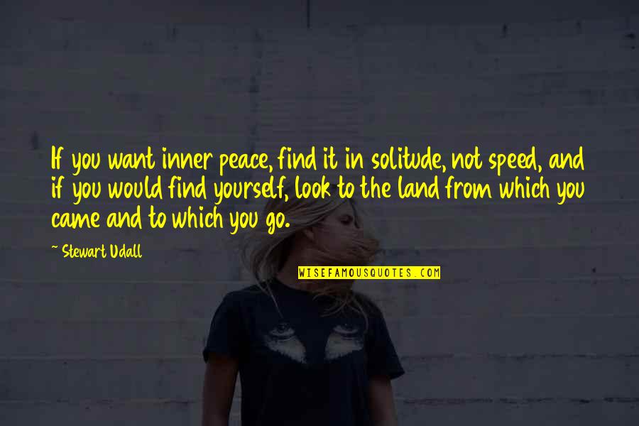 Go In To Quotes By Stewart Udall: If you want inner peace, find it in