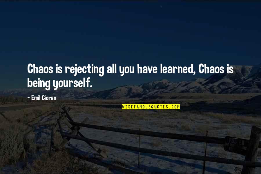Go Kart Racing Quotes By Emil Cioran: Chaos is rejecting all you have learned, Chaos