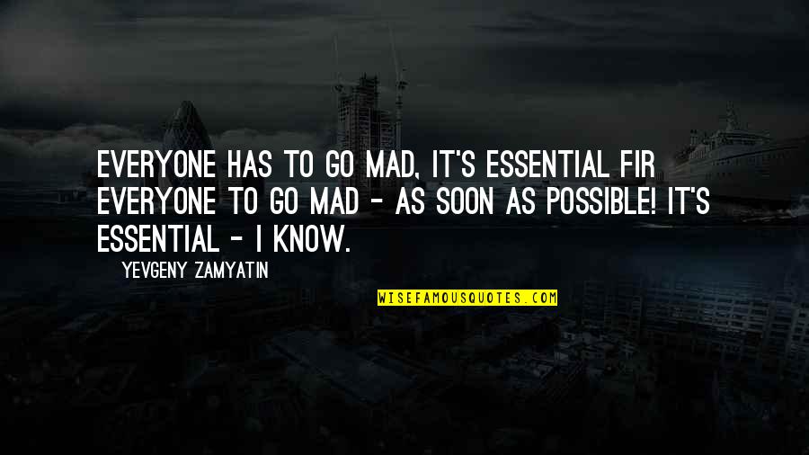 Go Mad Quotes By Yevgeny Zamyatin: Everyone has to go mad, it's essential fir Go Mad Quotes By Yevgeny Zamyatin: Everyone has to go mad, it's essential fir