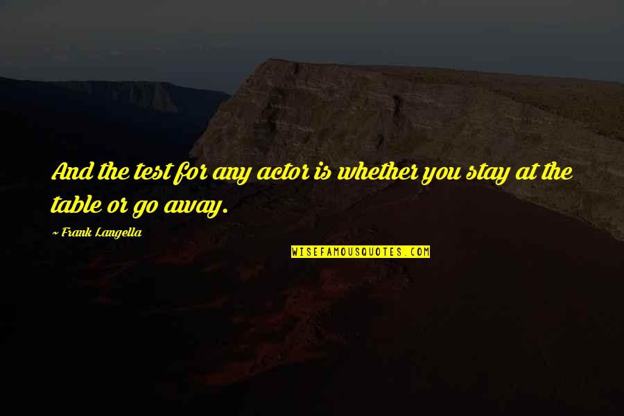 Go Or Stay Quotes By Frank Langella: And the test for any actor is whether