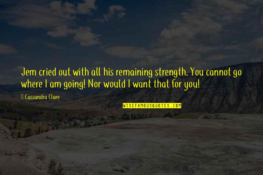 Go Out Quotes By Cassandra Clare: Jem cried out with all his remaining strength.