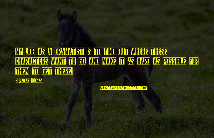 Go Out There And Get It Quotes By Peter Hedges: My job as a dramatist is to find