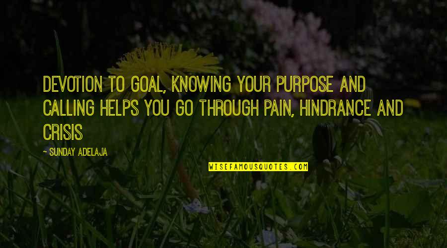 Go Through The Pain Quotes By Sunday Adelaja: Devotion to goal, knowing your purpose and calling