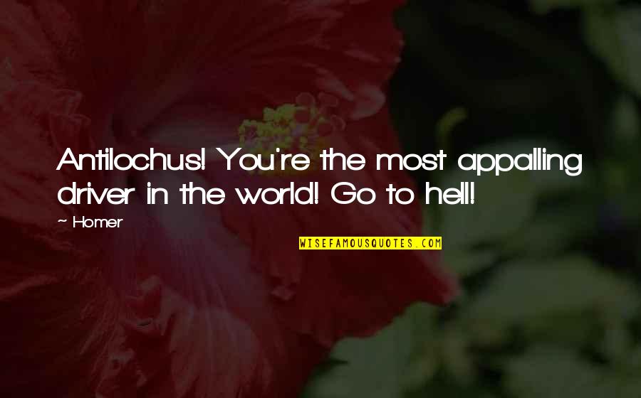 Go To Hell World Quotes By Homer: Antilochus! You're the most appalling driver in the