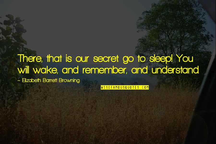 Go To Sleep Quotes By Elizabeth Barrett Browning: There, that is our secret: go to sleep!