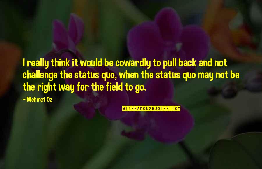 Go Way Back Quotes By Mehmet Oz: I really think it would be cowardly to