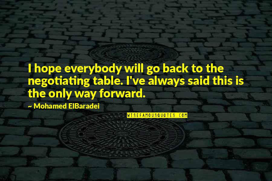 Go Way Back Quotes By Mohamed ElBaradei: I hope everybody will go back to the