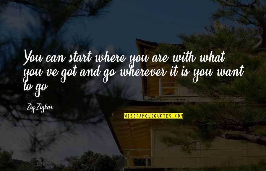 Go Wherever Quotes By Zig Ziglar: You can start where you are with what