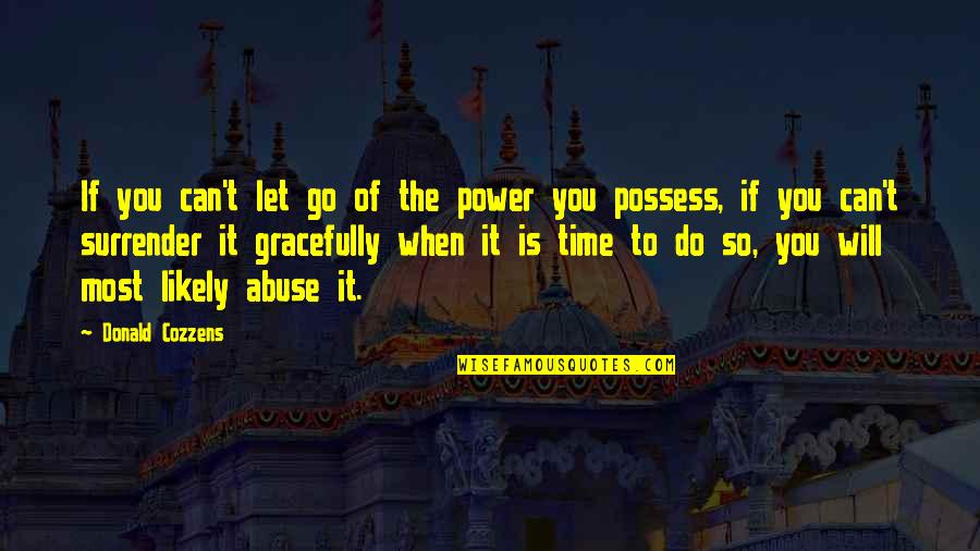 Go You Can Do It Quotes By Donald Cozzens: If you can't let go of the power