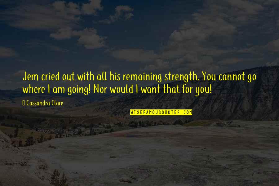 Go You Quotes By Cassandra Clare: Jem cried out with all his remaining strength.