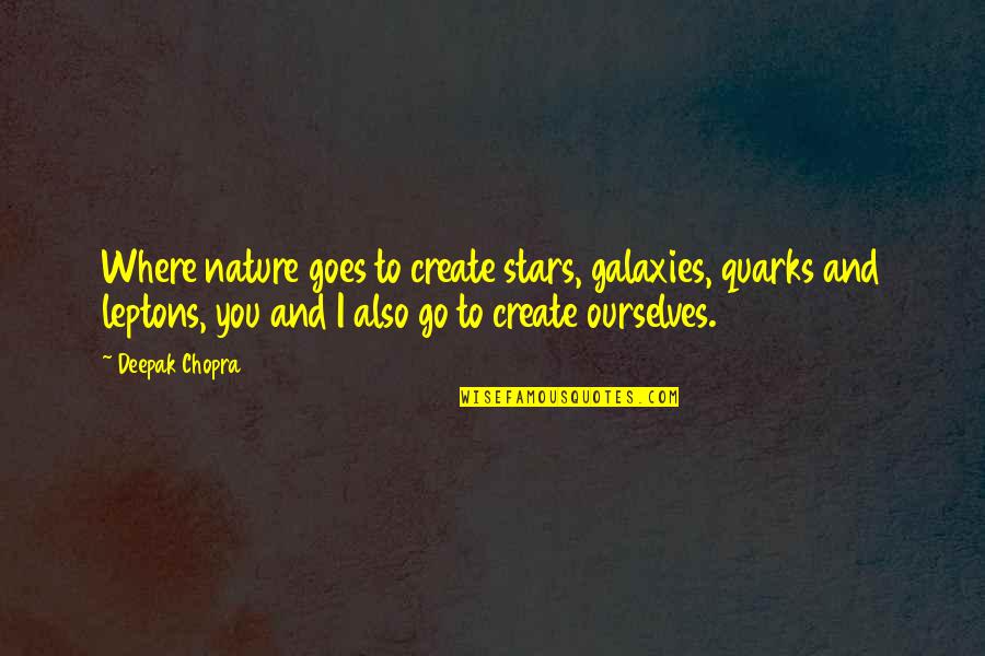 Go You Quotes By Deepak Chopra: Where nature goes to create stars, galaxies, quarks Go You Quotes By Deepak Chopra: Where nature goes to create stars, galaxies, quarks