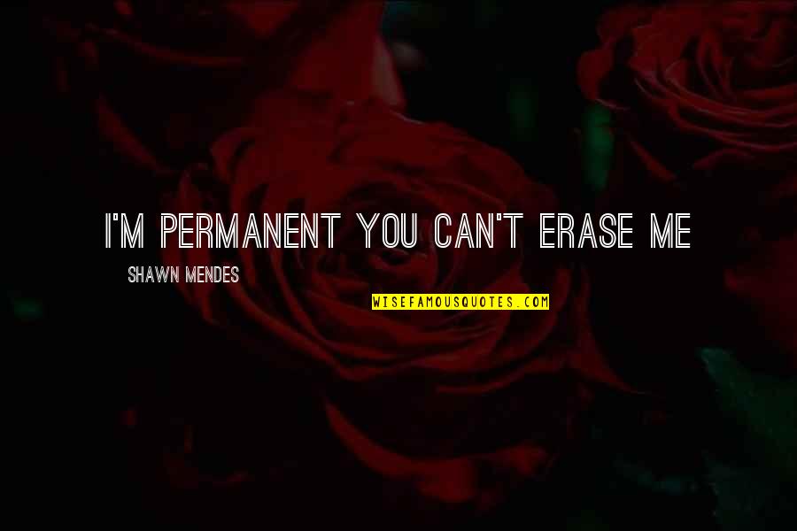 Goading Define Quotes By Shawn Mendes: I'm permanent you can't erase me Goading Define Quotes By Shawn Mendes: I'm permanent you can't erase me