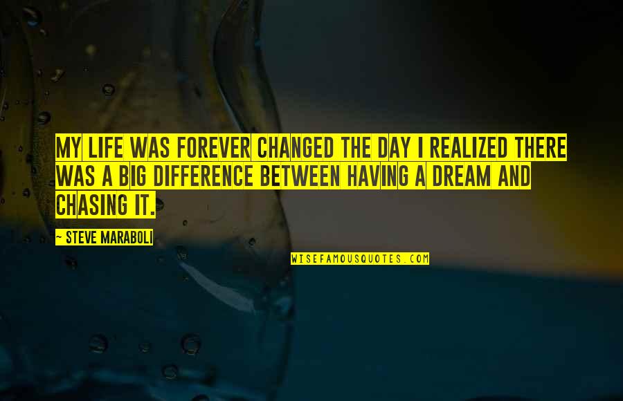Goal Chasing Quotes By Steve Maraboli: My life was forever changed the day I