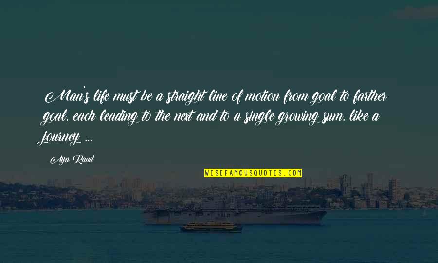 Goal Motivation Quotes By Ayn Rand: Man's life must be a straight line of
