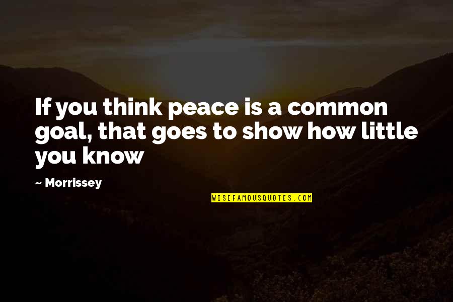 Goal" Quotes By Morrissey: If you think peace is a common goal,