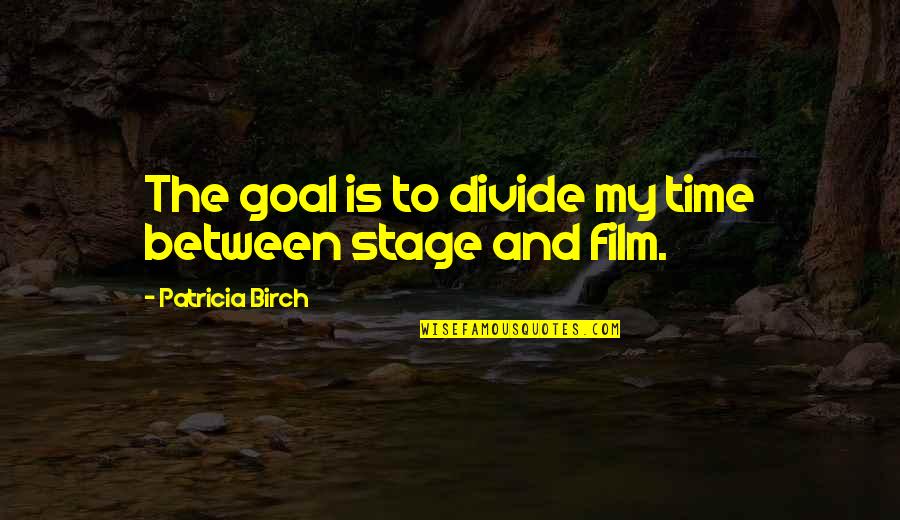 Goal" Quotes By Patricia Birch: The goal is to divide my time between