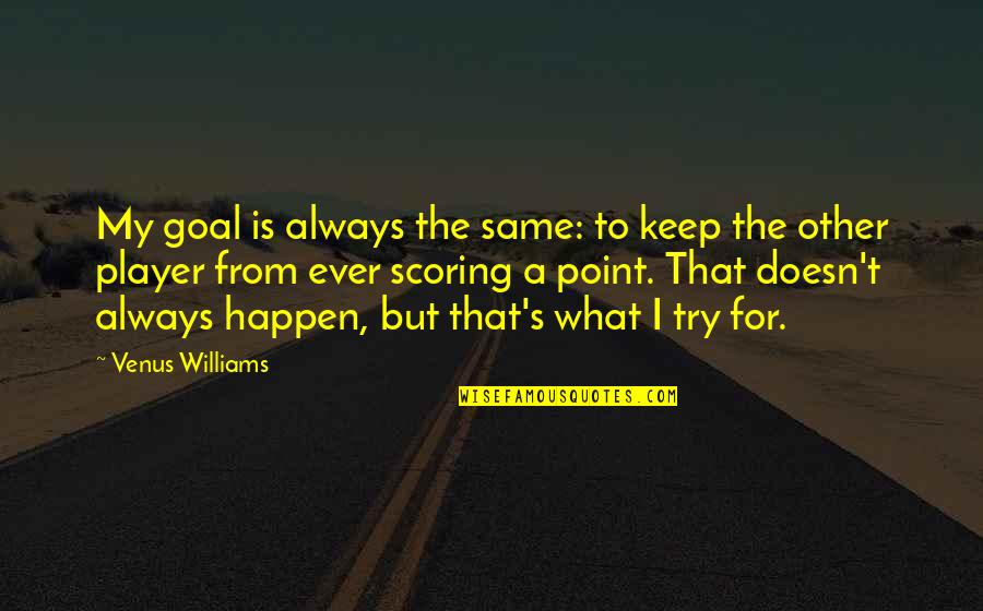 Goal" Quotes By Venus Williams: My goal is always the same: to keep Goal" Quotes By Venus Williams: My goal is always the same: to keep