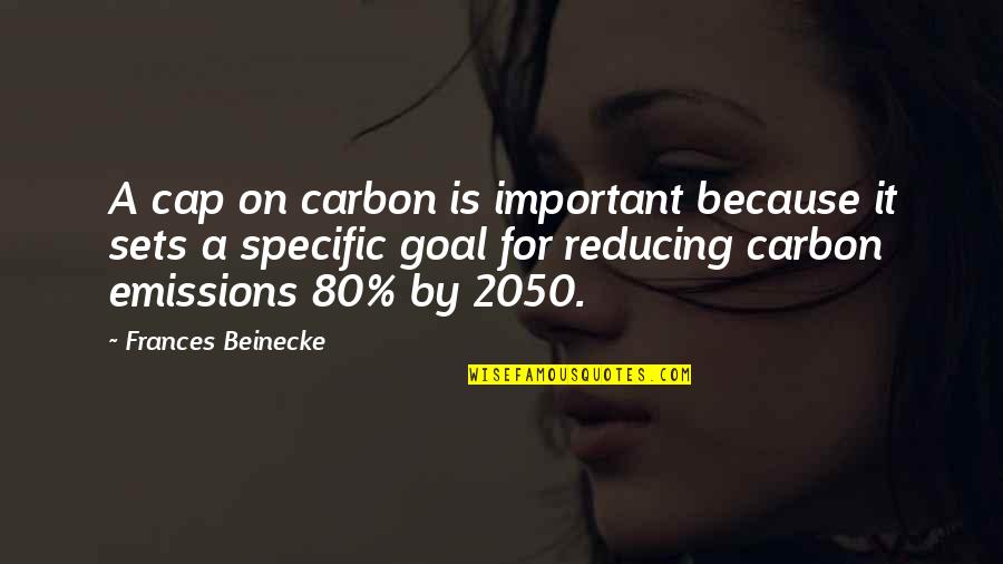 Goal Scoring Quotes By Frances Beinecke: A cap on carbon is important because it