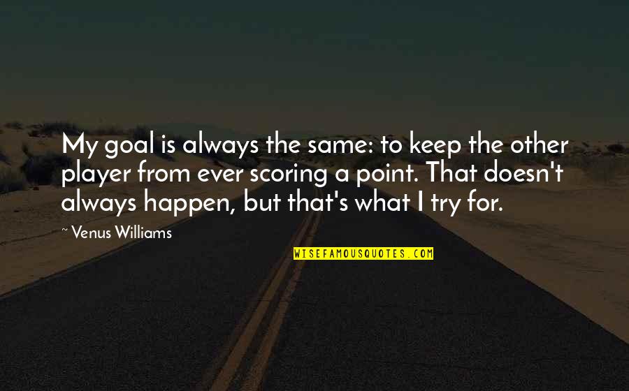 Goal Scoring Quotes By Venus Williams: My goal is always the same: to keep