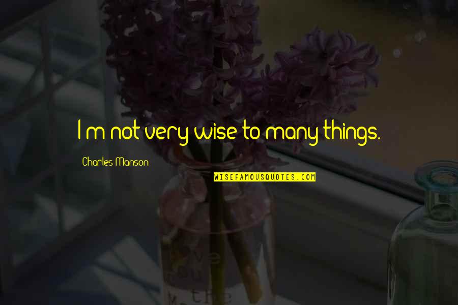 Goal Setting At Work Quotes By Charles Manson: I'm not very wise to many things.