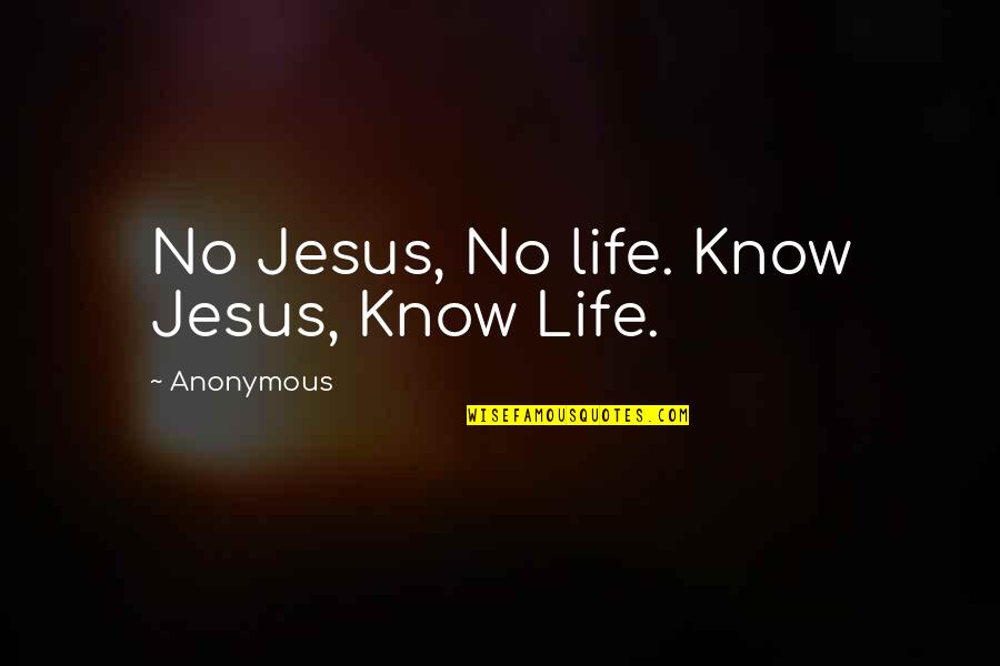 Goalie Quotes By Anonymous: No Jesus, No life. Know Jesus, Know Life.