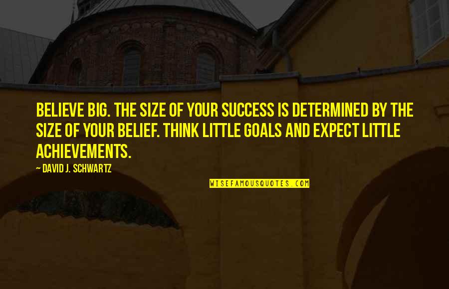 Goals Achievements Quotes By David J. Schwartz: Believe Big. The size of your success is