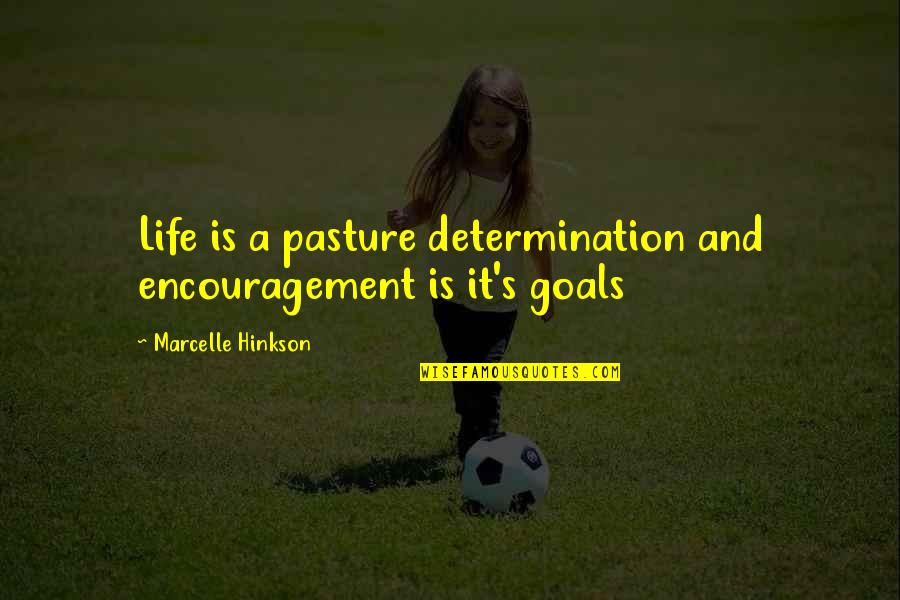 Goals And Determination Quotes By Marcelle Hinkson: Life is a pasture determination and encouragement is