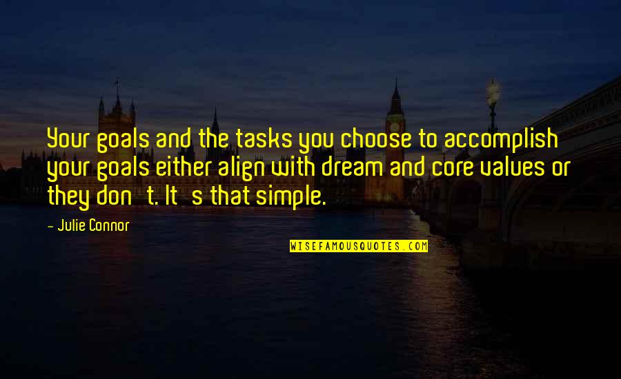 Goals And Values Quotes By Julie Connor: Your goals and the tasks you choose to