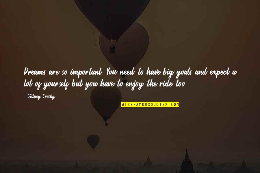 Goals Are Important Quotes By Sidney Crosby: Dreams are so important. You need to have Goals Are Important Quotes By Sidney Crosby: Dreams are so important. You need to have