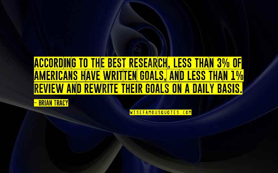 Goals Best Quotes By Brian Tracy: According to the best research, less than 3% Goals Best Quotes By Brian Tracy: According to the best research, less than 3%