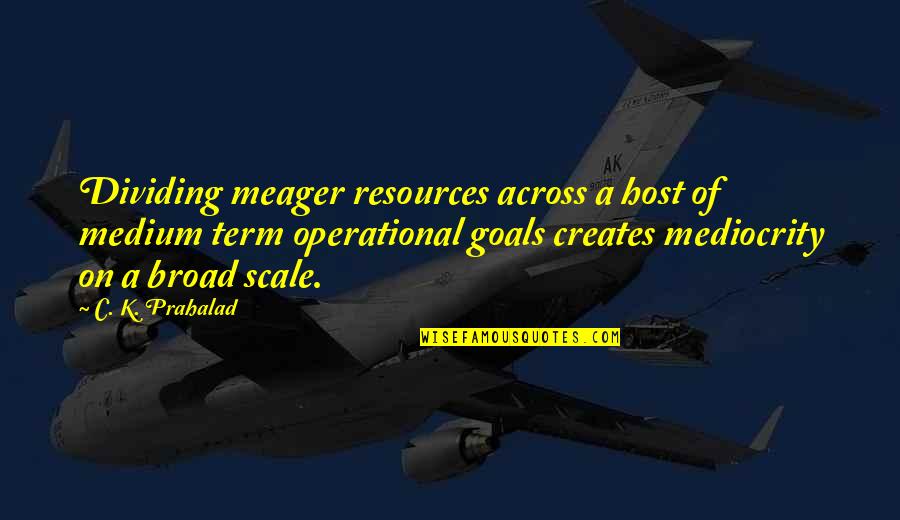 Goals In Business Quotes By C. K. Prahalad: Dividing meager resources across a host of medium