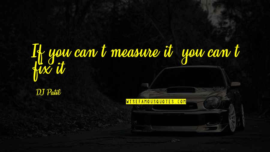 Goatherd Yodel Quotes By DJ Patil: If you can't measure it, you can't fix Goatherd Yodel Quotes By DJ Patil: If you can't measure it, you can't fix