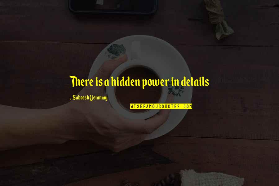 Gob Afternoon Delight Quotes By Sabeesh Yemmay: There is a hidden power in details