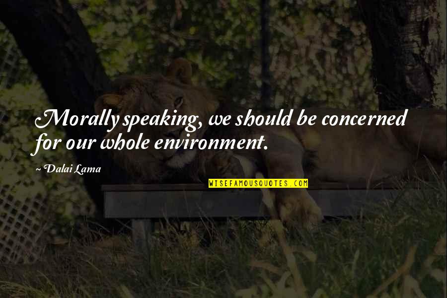 Gochnauer Hvac Quotes By Dalai Lama: Morally speaking, we should be concerned for our