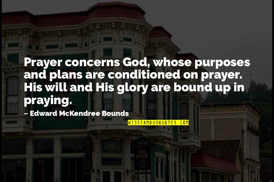 God And His Glory Quotes By Edward McKendree Bounds: Prayer concerns God, whose purposes and plans are