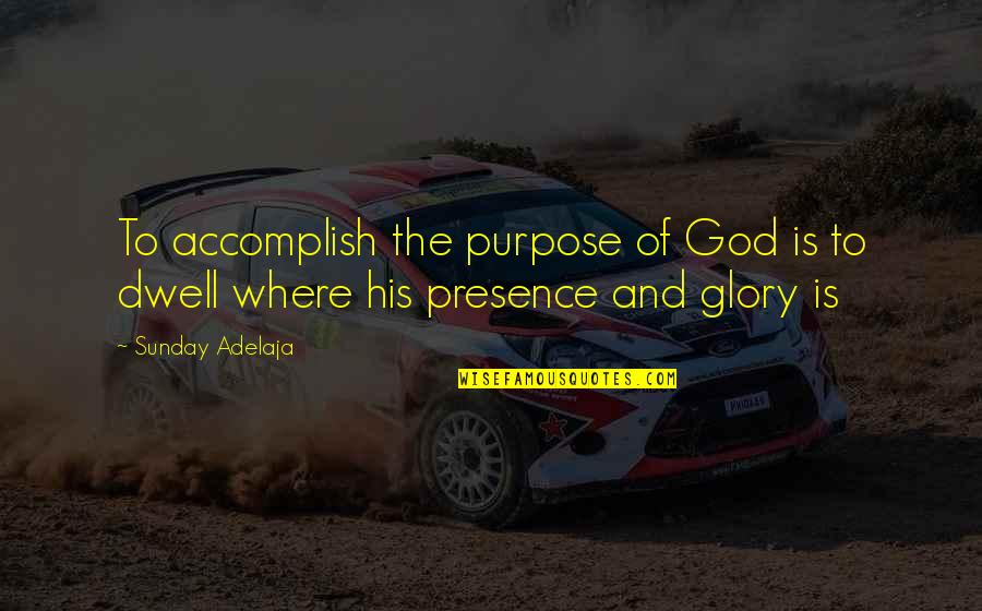 God And His Glory Quotes By Sunday Adelaja: To accomplish the purpose of God is to